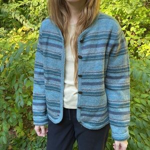 Vintage Tally-Ho Striped Wool Cardigan - S